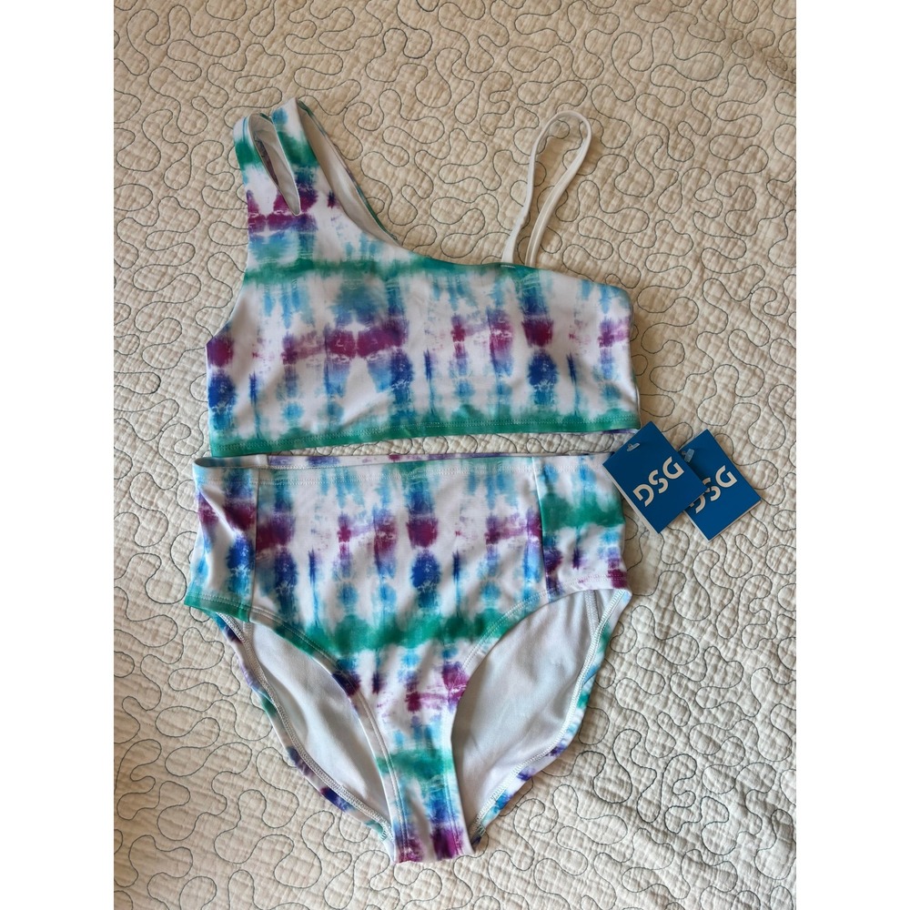 DSG Girls XL High Waisted Bikini Set Tie Dye